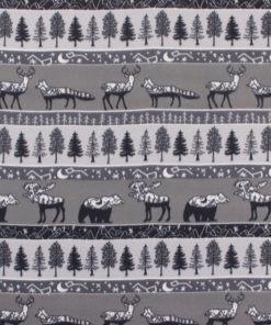 Blizzard Fleece Fabric Black and White Wilderness
