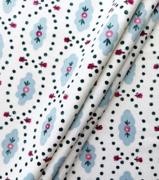 Blue Foulard Luxe Flannel Fabric - Image 3