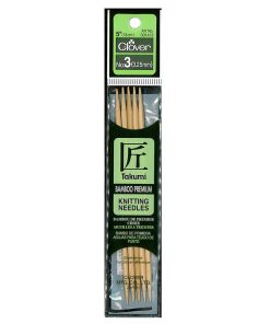 Clover 5 Bamboo 3/3.25mm Double Point Knitting Needle Set 5ct