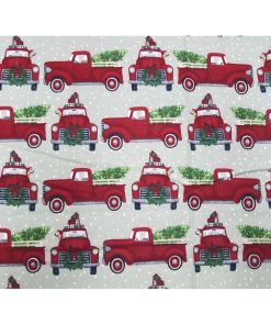Red Trucks With Tree Super Snuggle Christmas Flannel Fabric