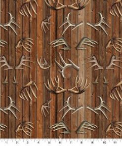 Brown Antlers Novelty Cotton Fabric