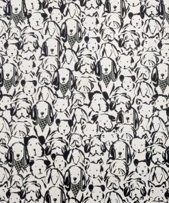 White Sketch Dogs Super Snuggle Flannel Fabric