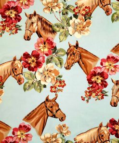 Alexander Henry Blossom Stables on Blue Premium Cotton Fabric