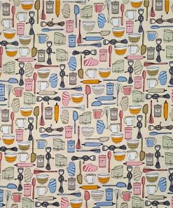 Baking Tools on Brown Novelty Cotton Fabric