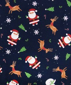 Reindeer   Santa on Blue Super Snuggle Christmas Flannel Fabric by POP!