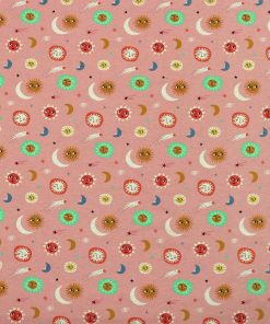 Small Suns   Moons On Pink Super Snuggle Flannel Fabric