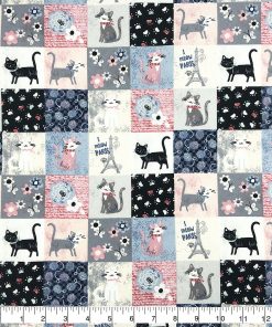I Meow Paris Block Super Snuggle Flannel Fabric