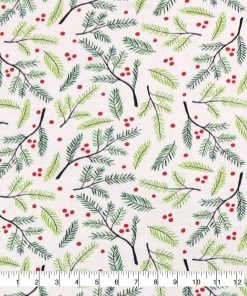 Mistletoe   Holly Super Snuggle Christmas Flannel Fabric