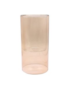 8 Brown Glass Pillar Candle Holder by Place   Time