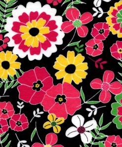 Large Floral Bright Pink Yellow Super Snuggle Flannel Fabric