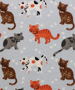 Tabby Cats On Blue Super Snuggle Flannel Fabric