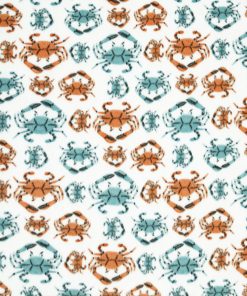 Resort Crabs on White Anti Pill Plush Fleece Fabric