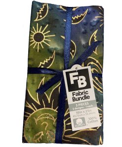 5pc Celestial Cool Batik Metallic Cotton Fabric Quarter Bundle