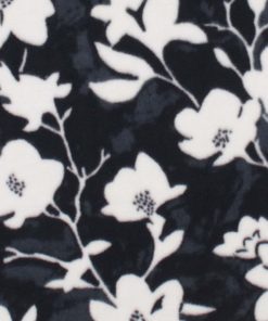 Sketched Floral on Black Anti Pill Plush Fleece Fabric