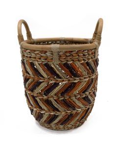 10 Chevron Seagrass   Rattan Woven Basket by Place   Time