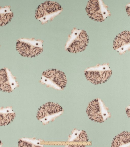 Hedgehogs On Teal Blizzard Fleece Fabric - Image 2