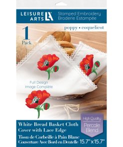 Leisure Arts 16 x 16 Poppy Basket Liner Stamped Cross Stitch Kit
