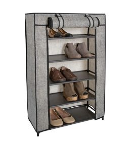 Simplify 35 Gray 5 Tier Shoe Organizer With Cover