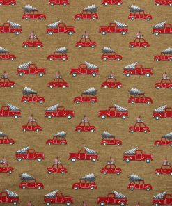 Trucks With Trees on Brown Super Snuggle Christmas Flannel Fabric