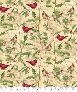Susan Winget Cardinal on Vines Christmas Cotton Fabric