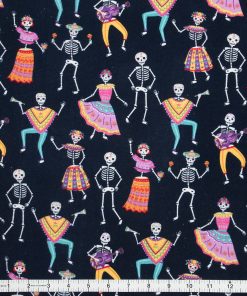 Super Snuggle Day Of The Dead Skeletons Flannel Fabric
