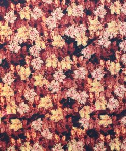 Fall Burgundy Leaves Cotton Fabric