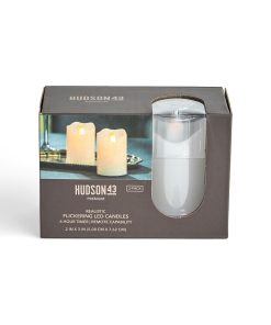 2 x 3 LED White Wave Edge Pillar Candles 2pk by Hudson 43