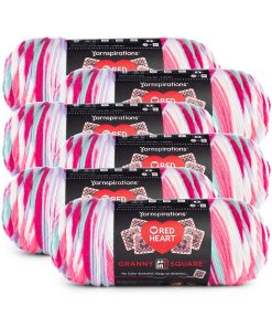 Red Heart All in One Granny Square 417yds Worsted Cotton Yarn 6 Bundle