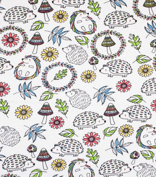 Hedgehogs   Mushrooms Super Snuggle Flannel Fabric