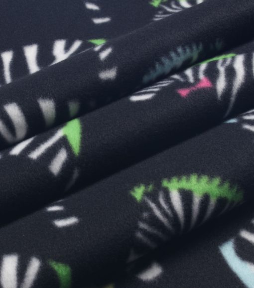 Zebras on Black Blizzard Fleece Fabric - Image 3