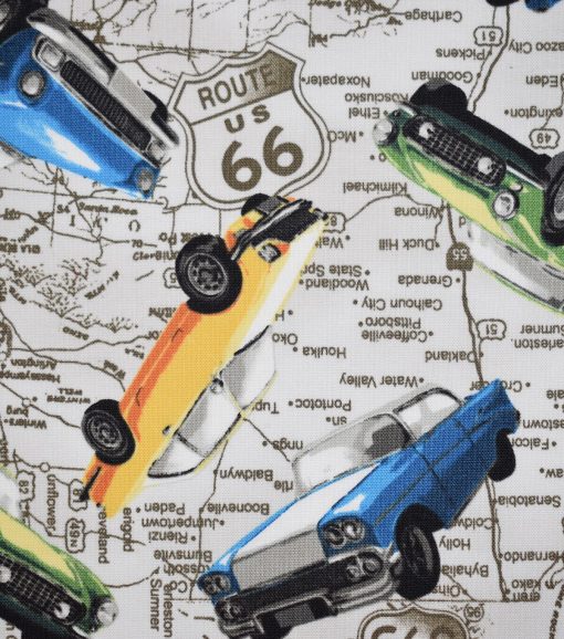 Novelty Cotton Fabric Route 66 Roadmap - Image 3