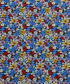 Mod Floral on Black Super Snuggle Flannel Fabric