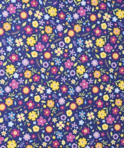 Bright Floral on Blue Cotton Fabric by Keepsake Calico