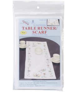 Jack Dempsey 15 x 42 Fluttering Butterflies Stamped Table Runner
