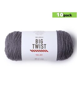 10pk Solid Titanium Medium Weight Acrylic 380yd Value Yarn by Big Twist