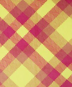 Yellow   Pink Diagonal Plaid Anti Pill Fleece Fabric