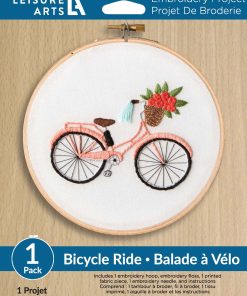 Leisure Arts 6 Bicycle Ride on White Embroidery Kit
