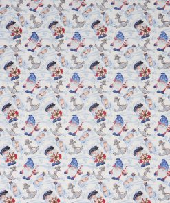 Nautical Gnomes on Blue Novelty Cotton Fabric