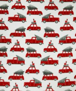 Christmas Red Trucks With Tree Anti Pill Fleece Fabric