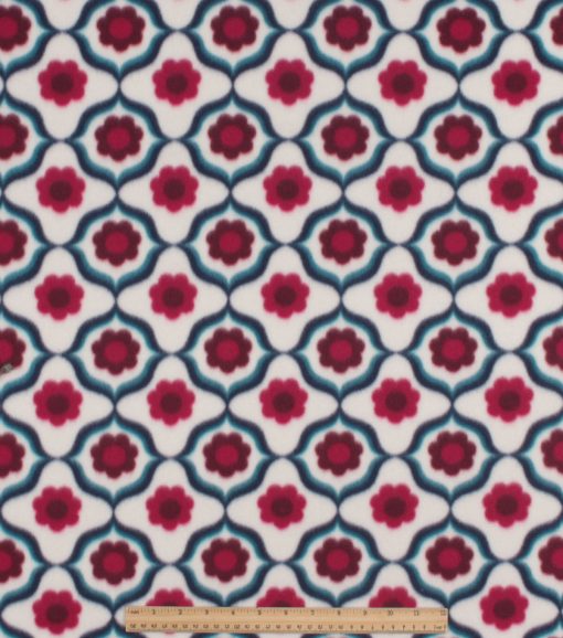 Geometric With Daisies Blizzard Fleece Fabric - Image 2