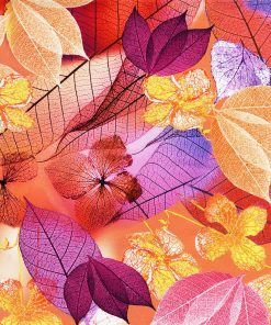 Pink Neon Leaves Premium Cotton Fabric
