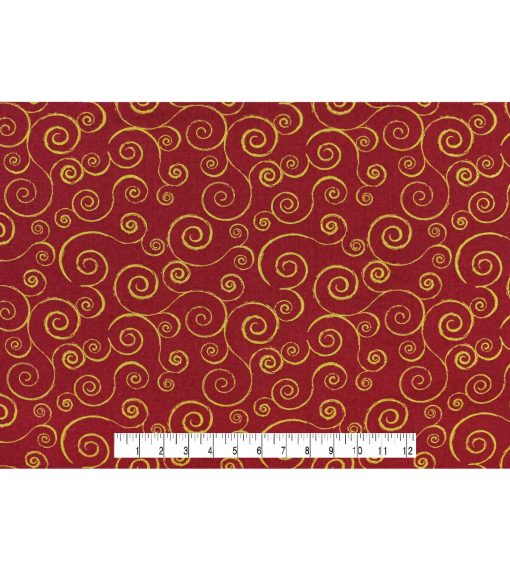 Scrolls Christmas Glitter Cotton Fabric - Image 7