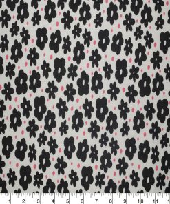 Black Floral   Pink Dots Quilt Cotton Fabric by Quilter s Showcase
