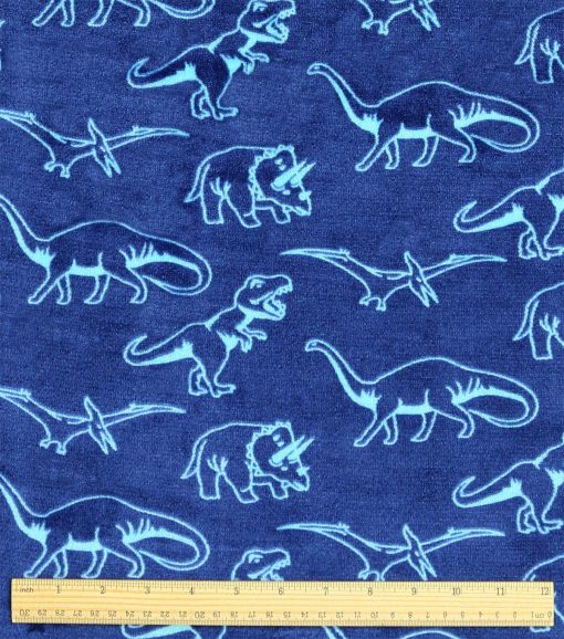 Blue Dinosaurs Sew Lush Fleece Fabric - Image 3