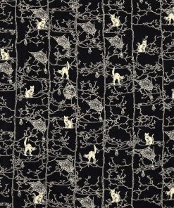Black Cats On Branches Super Snuggle Flannel Fabric