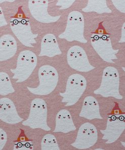 Super Snuggle Halloween Ghosts On Pink Flannel Fabric