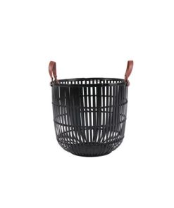 14 Black Bamboo Basket With Handles by Place   Time