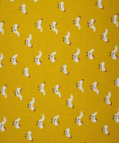 Barnyard Roosters on Yellow Cotton Fabric by Quilter s Showcase