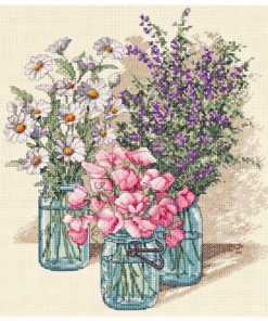 Dimensions 11 x 12 Wildflower Trio Counted Cross Stitch Kit