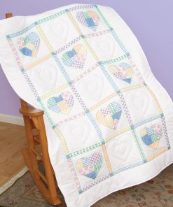 Jack Dempsey 36 x 58 Patchwork Hearts Stamped Lap Quilt Top